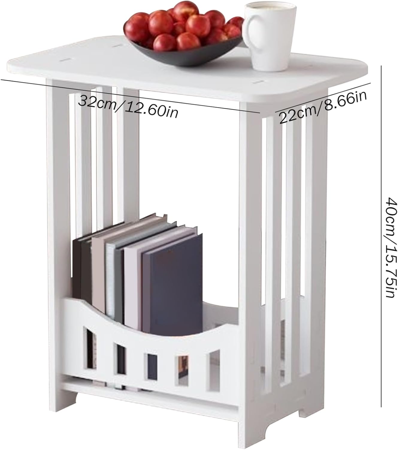 Side Table with Storage Small Rectangular End Table 12.6x8.7x15.8in Night Stand Modern Minimalist Bedside for Bedroom Living Room Bathroom Furniture