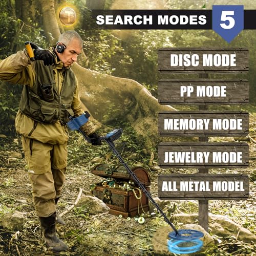 Image of PalliPartners Metal Detector for Adults Waterproof-Professional Higher Accuracy Gold Detector with LCD Display,5 Mode,Advanced DSP Chip 12 inch Coil(Blue)