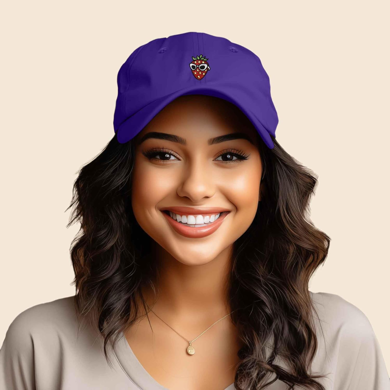 DALIX Strawberry Embroidered Cap Cotton Baseball Summer Cool Dad Hat Womens