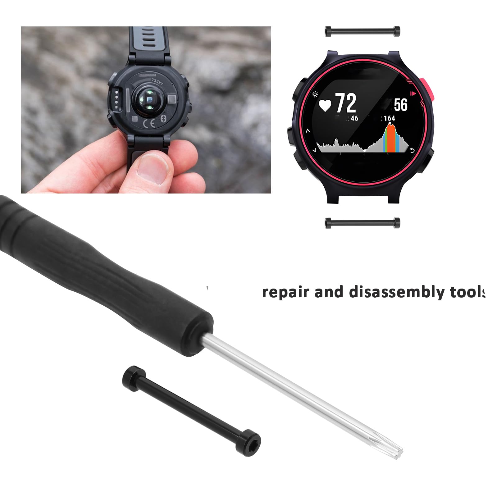 LT Easiyl 1Set Watch Band Lug Link Pins Repair Kit with 2x Metal Screw Rods 2x Screwdrivers Compatible with Garmin Fenix Forerunner220 230 235 620 735XT - Image 3