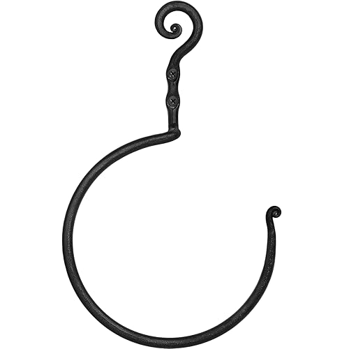 RTZEN Wrought Iron Hand Towel Holder - Matte Black Towel