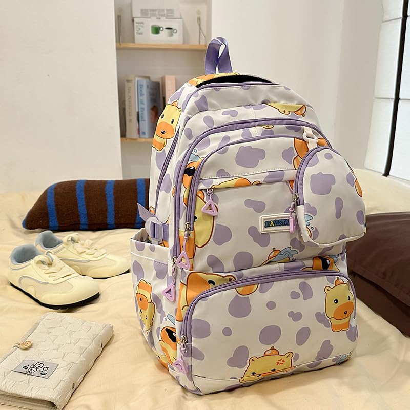 Cute Bag Large Capacity Rucksack Cartoon Printed Trip Backpack (Purple)3