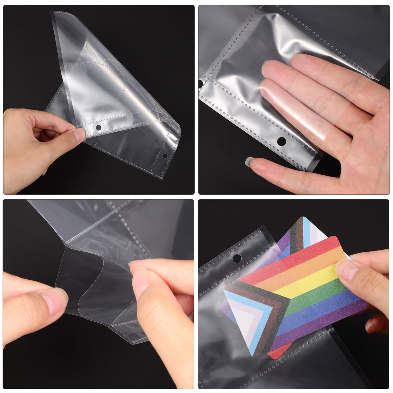 Tofficu 40 Pages Pochettes Transparentes pour Cartes, 4 Compartiments Protège Page Photo pour Classeur 3 Anneaux, Sleeves Plastique pour Cartes Kpop, Postales et Collection (19,5 x 15,5 cm)