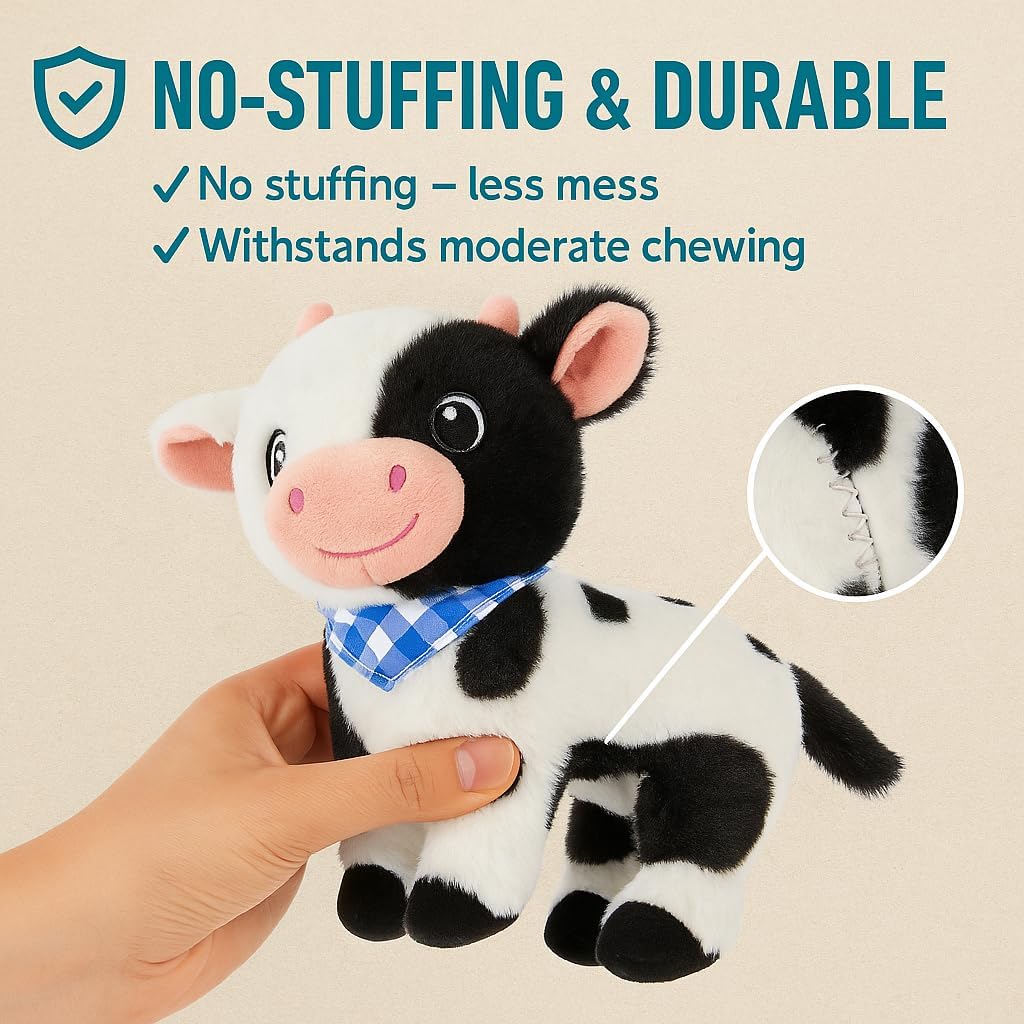 ぬいぐるみの牛犬のおもちゃ &ndash; 犬のための柔らかいぬいぐるみなしの牛のおもちゃ、フェッチとタグのための抱きしめるおもちゃ、中程度の噛