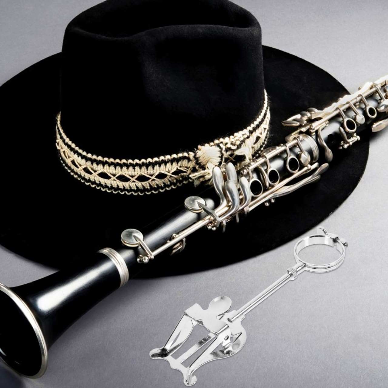 iplusmile Leggio per Spartiti Clarinetto Portatile in Ferro Resistente Argento Leggero e Pratico Supporto Musicale per Bande e Orchestre