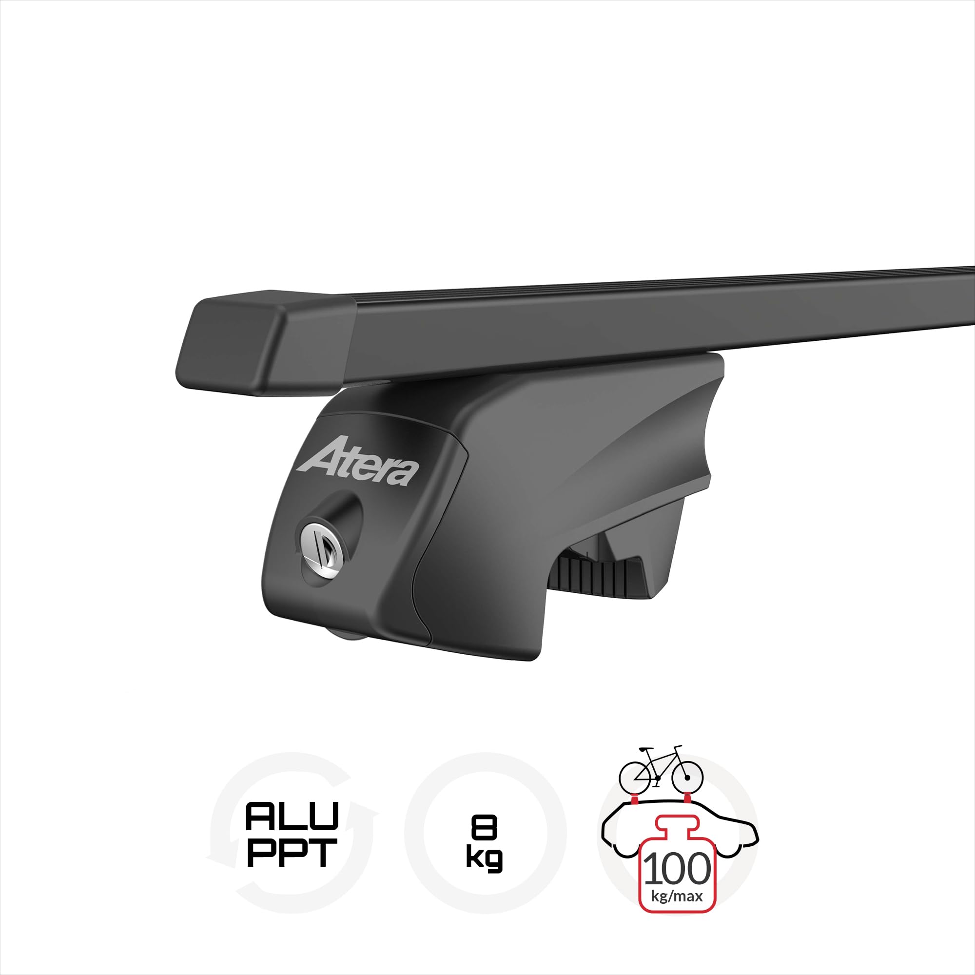 Atera 048422 PKW Dachträger Signo RTD - Vierkantprofil Stahl schwarz - für Autos mit aufliegender Dachreling - 122 cm