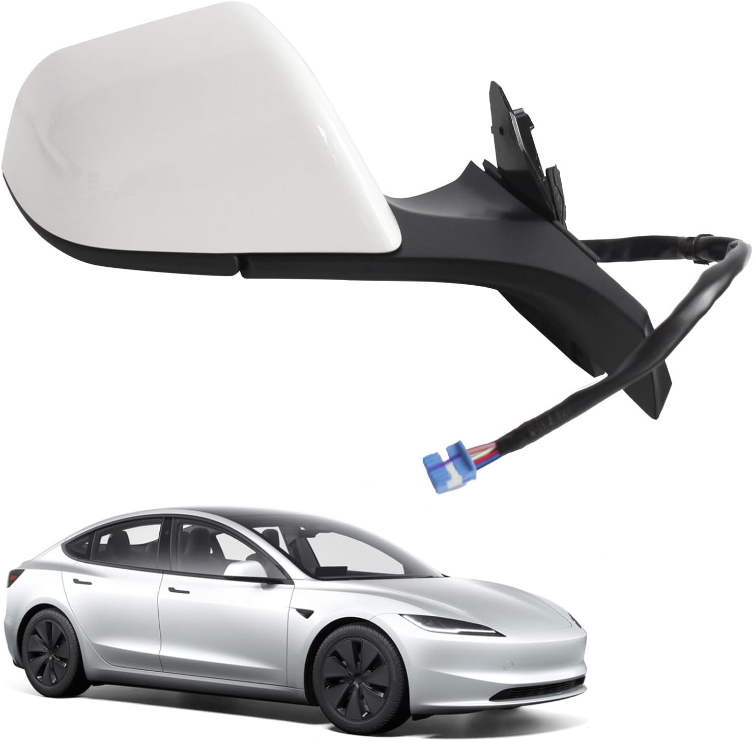 Marretoo side mirror replacement for Tesla Model 3 2017 2018 2019 2020 2021 2022 2023 Assembly Passenger Side for Tesla Model 3 Accessories 51167177128 WHITE (LH) 13 Pin WHITE Passenger Side(RH)