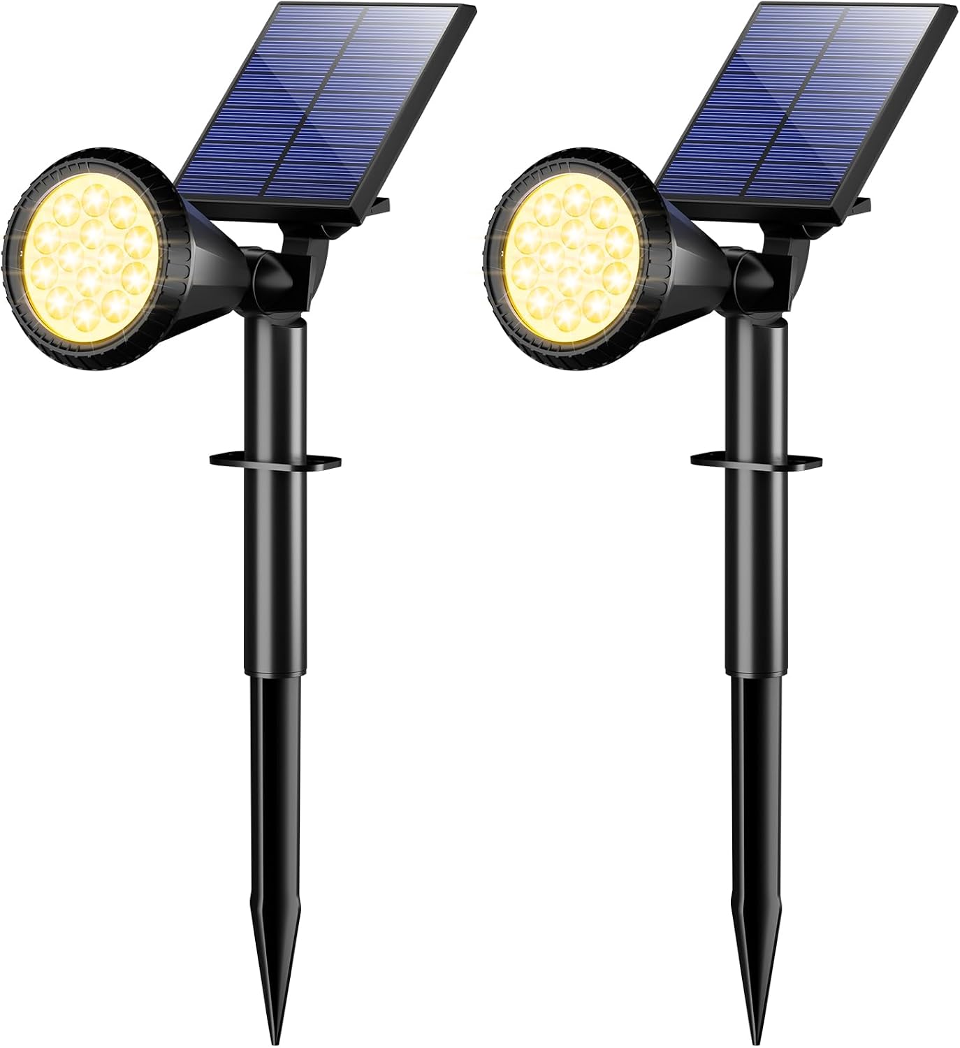 WELALO Solar Lights Outdoor Waterproof Flag Spotlights 2 Pack (Warm White)