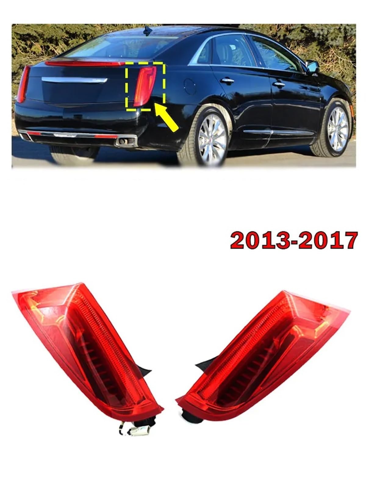 Left Driver Side Tail Light Assembly For Cadillac XTS 2013-2017 - Red Lens, Chrome Housing