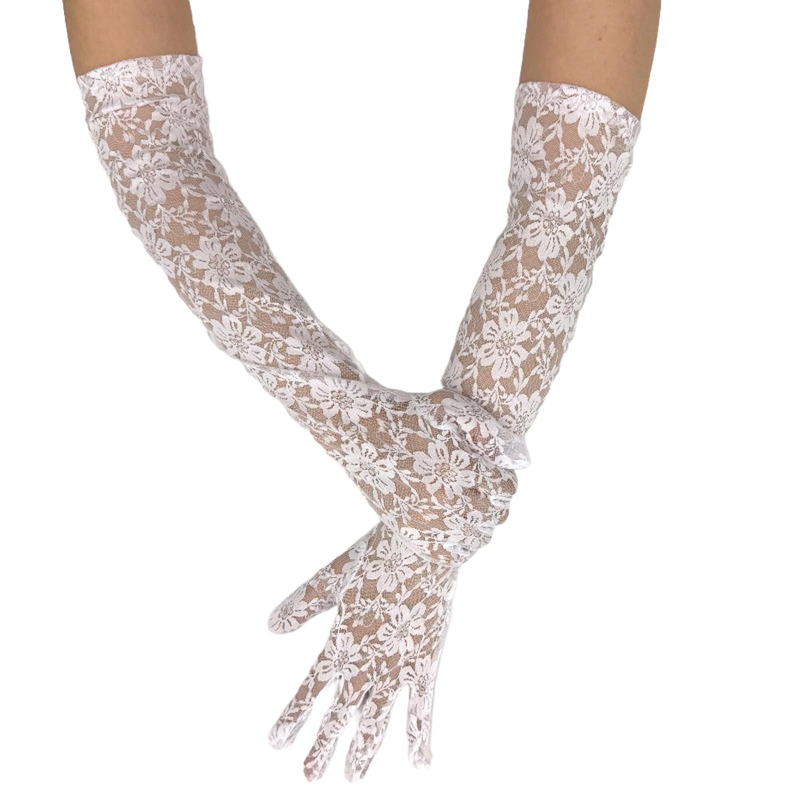Stylish Long Lace UV Protection Gloves Women Driving Sun Defense Breathable Floral Design Multi Color Options