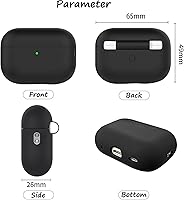 Vista 2 de Funda protectora para Airpods Pro 2 de silicona suave compatible con Apple AirPods Pro de 2ª generación 2022 LED frontal visible (negro)