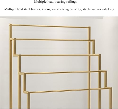 Miniatura 4 de Soporte de exhibición de bufanda de metal, dorado, antideslizante, varillas colgantes de 5 capas, 23.6-59.1 in