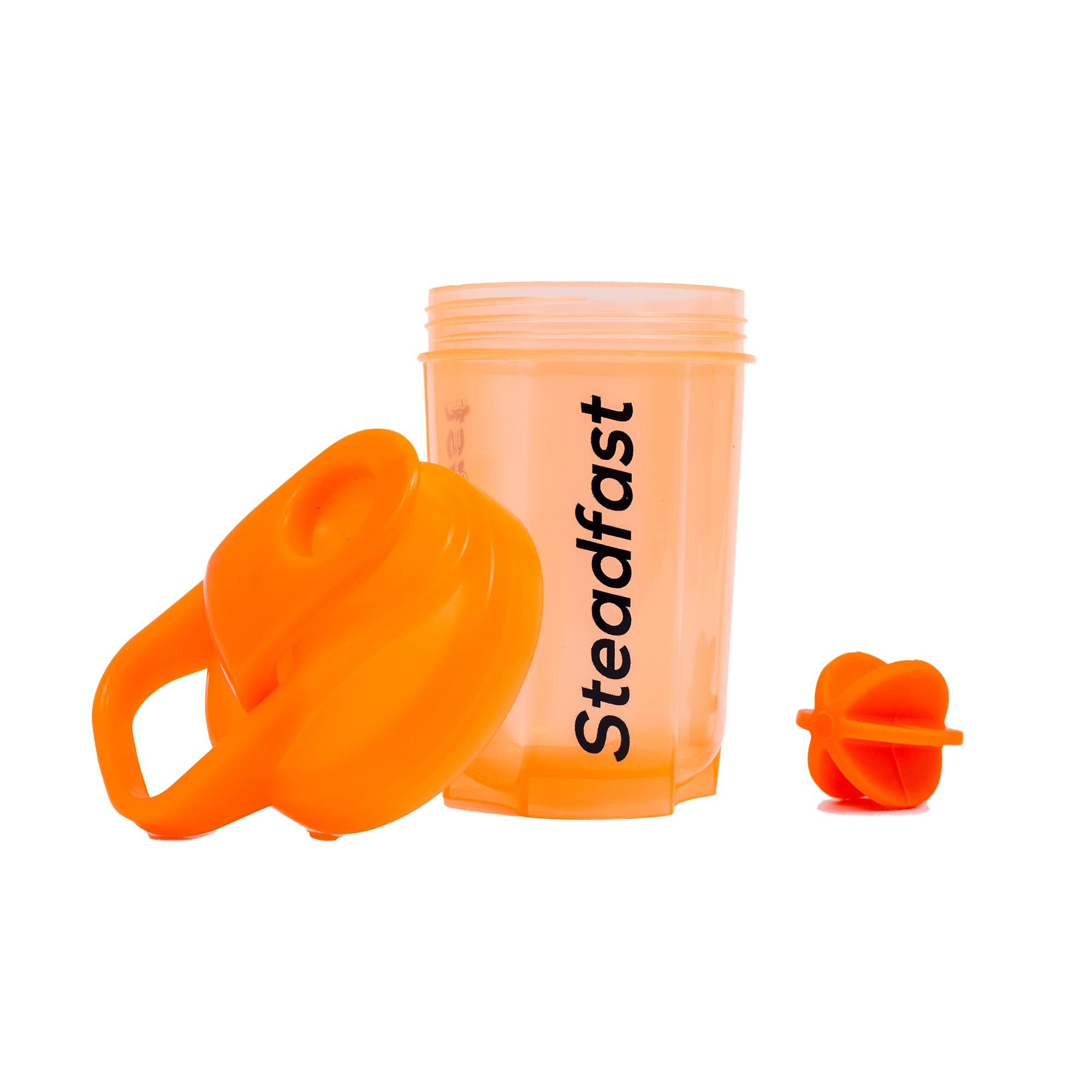 Steadfast Nutrition Plastic Protein Shaker Blender 400ml Bottle For Whey Protein Mix, Cycling, Gym Water Bottle With Blender Ball (Neon Orange Pack Of 1)