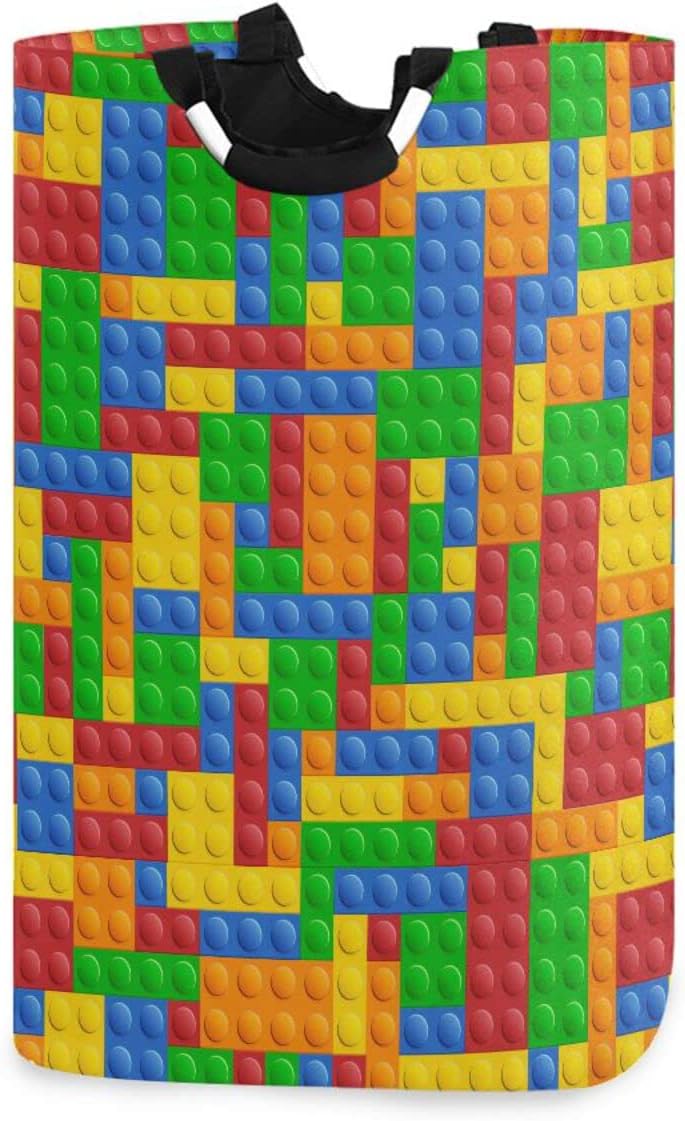 Laundry Hamper Basket Building Blocks Collapsible Nursery Storage Bin Waterproof Clothing Baskets for Home Bedroom Bathroom Washing Room