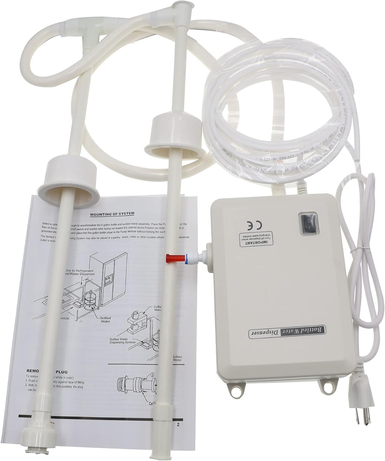 UD Bottled Water Dispenser Pump System Food Grade Self priming 110V 1GPM Suitable for Coffee Brewer Ice Maker Refrigerator Double tube 9inchinch x 4.6inchinch x 3inchinch