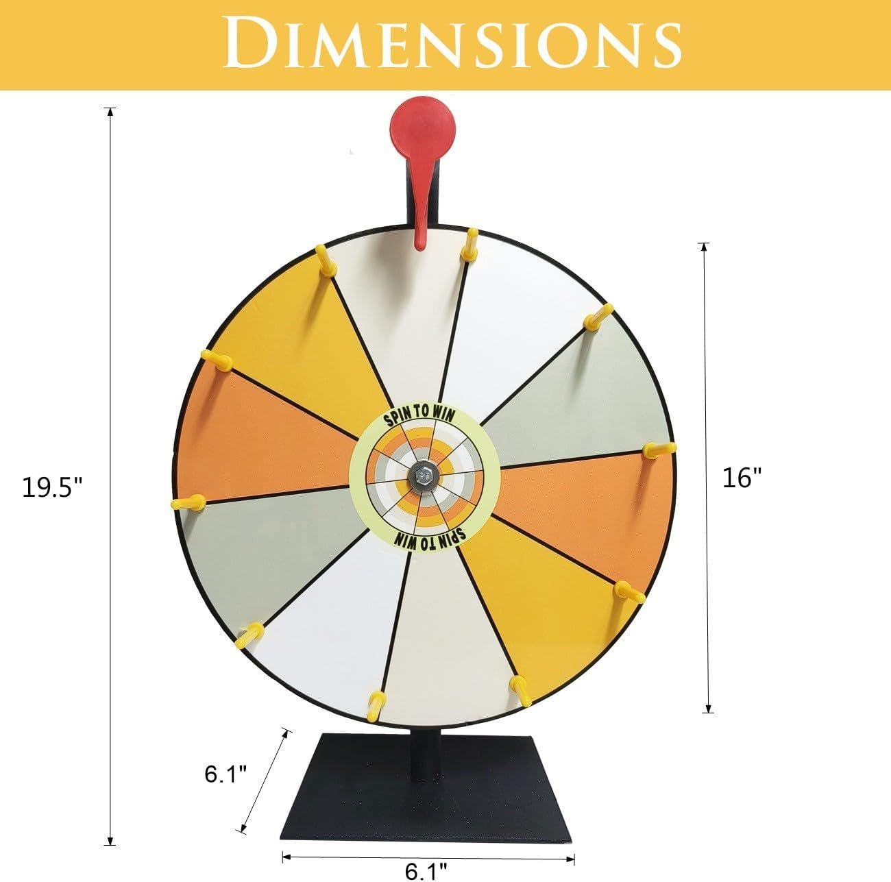 iobiotio Spinning Prize Wheel, 16 inch Prize Wheel-Spinning with Stand, 10 Slots Tabletop Roulette Spinner, Heavy Duty Base, Easy Assembly, Include Marker & Eraser, Erasable Surface (Not a Toy)
