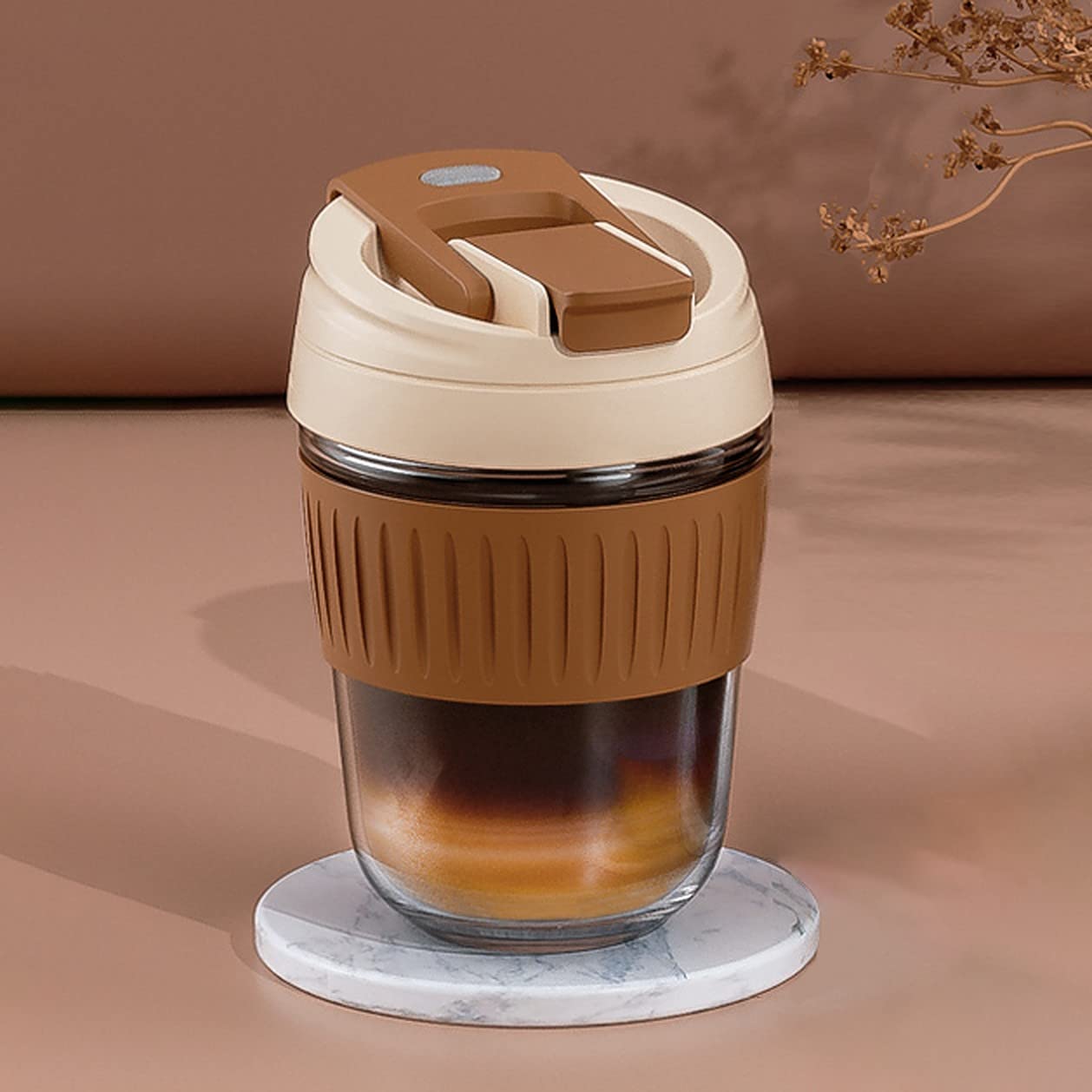 wolpin Travel Coffee Mug 400 ml Glass Coffee Mug with Lid Direct & Sipper Drinking Reusable Portable Mug Leakproof Non-Slip Heat-Resistance (B0BTTMJYTQ) Amazon Price History, Amazon Price Tracker