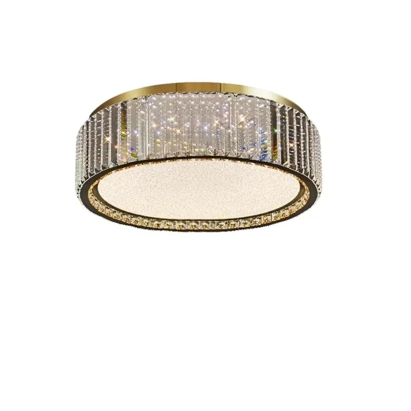 Plafonnier LED cristal doré 40 cm pour illuminer un salon sombre avec élégance