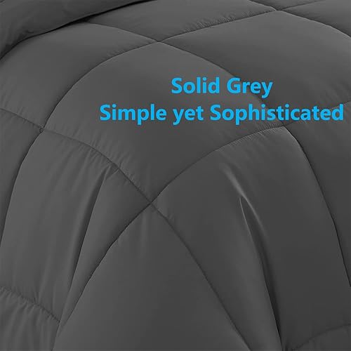 Miniatura 3 de Juego de edredón gris de 3 piezas, tamaño King, cama en una bolsa, juego de edredón bohemio, de poliéster suave, resistente a las arrugas y a la