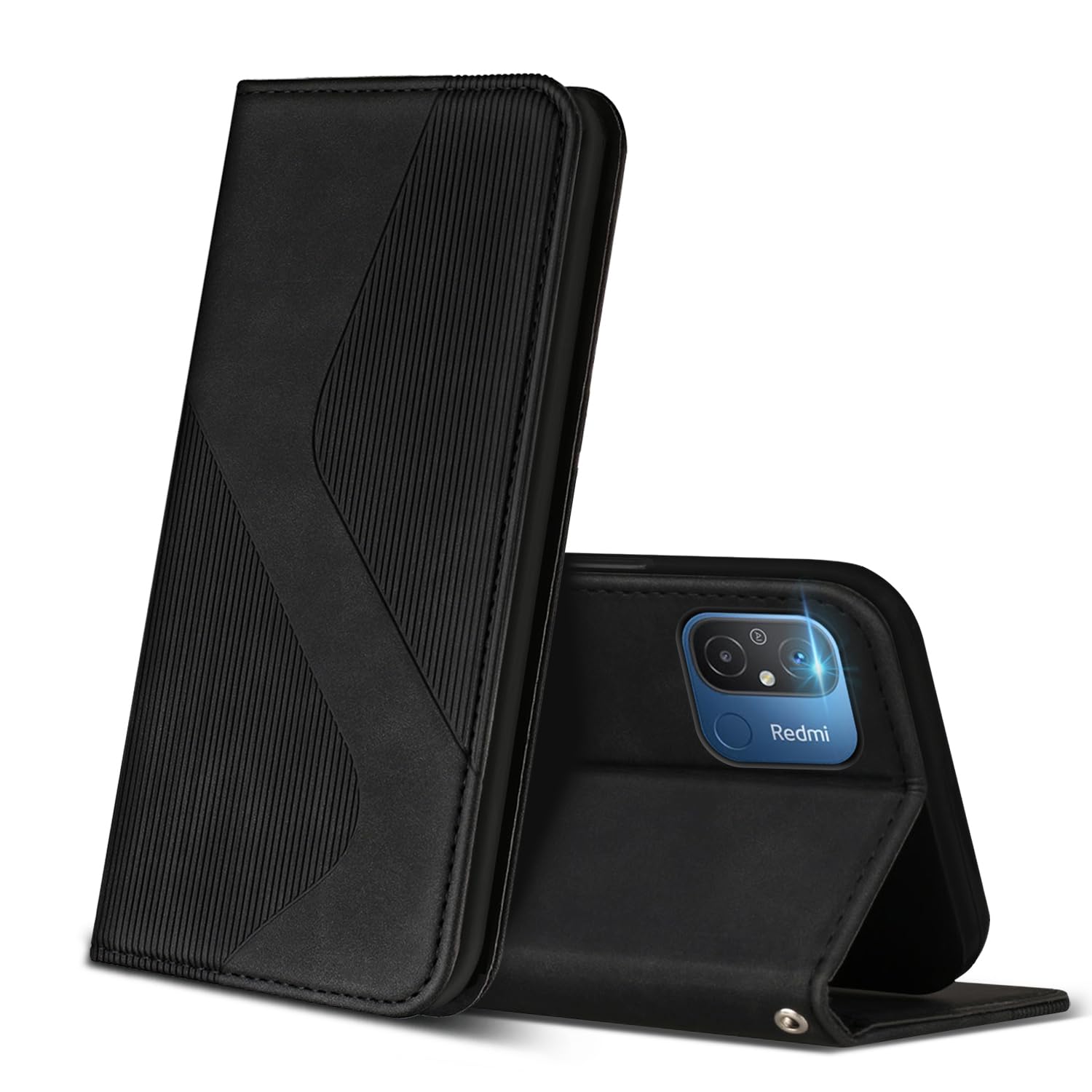 VQWQ Custodia per Xiaomi Redmi 12 4G, Flip Cover Portafoglio in Pelle PU Slot per Schede Libro Brillare Farfalla Supporto Antiurto Cordino Chiusura Magnetica Case Wallet per Maschio Donna -[SD]-Pink
