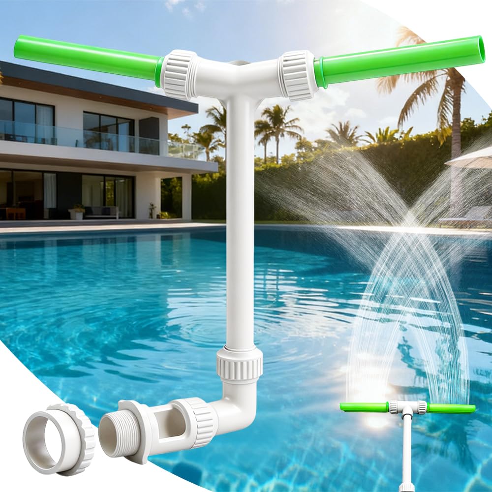 Pozos de agua en cascada, 360 ° de fuente de agua ajustable, doble pulverización ajustable con adaptador, accesorios de piscina, aspersor para spa, temperaturas frías y cálidas