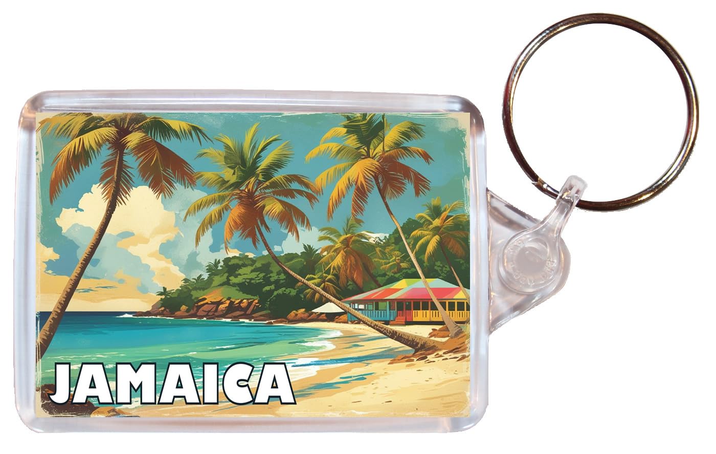 Baked Bean Store Multicolor Jamaica - Caribbean - Double Sided Keyring Artistic Bbskey62