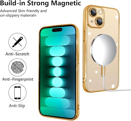 Miniatura 5 de KANGHAR Funda magnética transparente diseñada para iPhone 15, para mujeres y hombres, protector completo de cámara, anti-amarillamiento, a prueba de