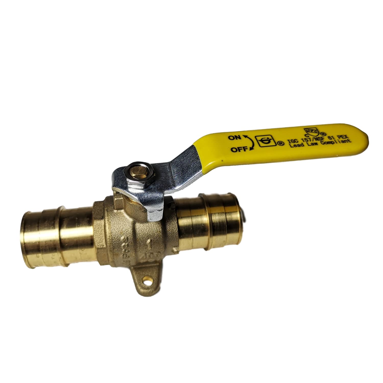 PROPEX EXPANSION VALVE XFITTING 1 PIECE F1960 1" BALL WITH DROP EAR, PEX A PIPE, FULL PORT, LEAD FREE BRASS, FOR UPONOR (WIRSBO), SIOUS CHIEF