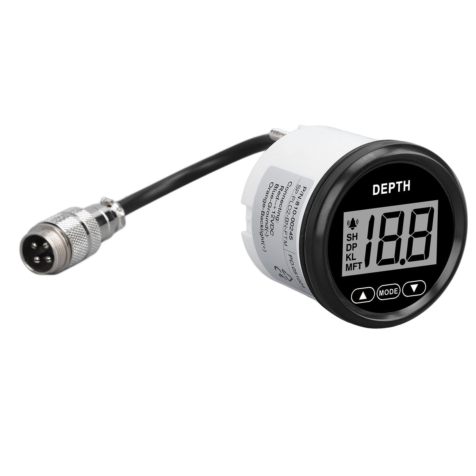 Generic Morski Miernik Głębokości 52 Mm z Alarmowym Wyświetlaczem LCD dla łodzi i Jachtów Sonda Głębokościowa o Głębokości 328 Stóp Cyfrowy Odczyt Zapewniający bezpieczną nawigację (81000245 Czarna