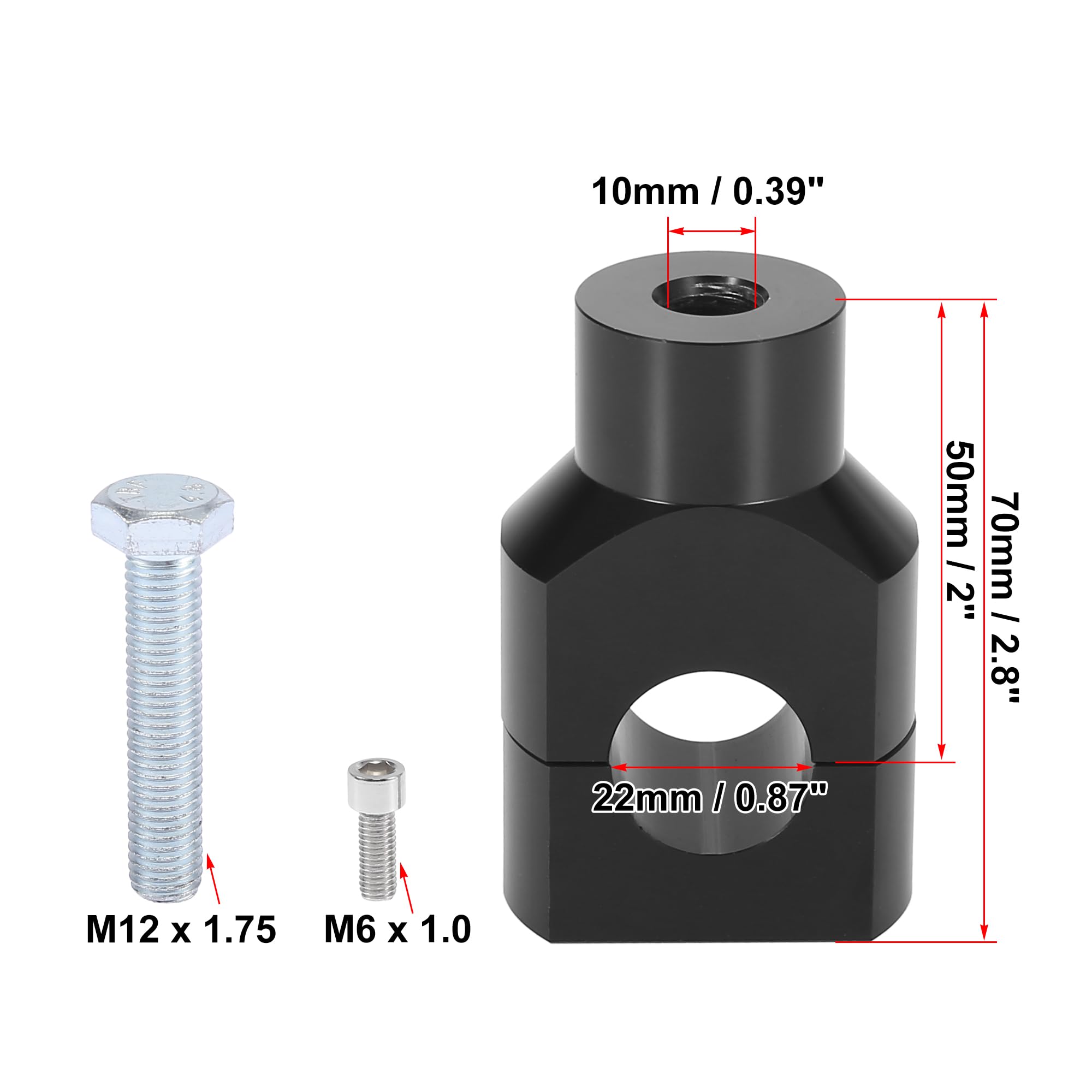 Motoforti 1 paire de poignées de guidon de moto avec pince de montage pour guidon de 7/8" 22 mm Noir