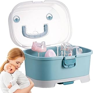 Organizador de biberones para bebés, organizador de biberones para encimeras, extraíble para el polvo, barra de secado para biberones desmontable, gran capacidad, ahorro de espacio, organización