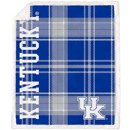 Proformance Home NCAA Kentucky Wildcats Playmaker Plaid Ultra Cozy Sherpa Throw