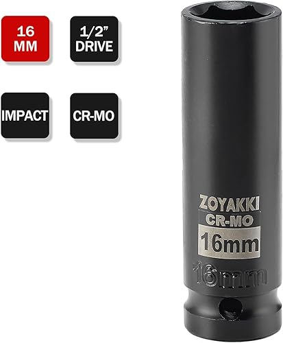 Miniatura 240 de Enchufe de impacto de 6 PT de 1/2" x 0.827 in de profundidad, CR-MO, 1/2 pulgada de accionamiento de 6 puntos para una fácil extracción