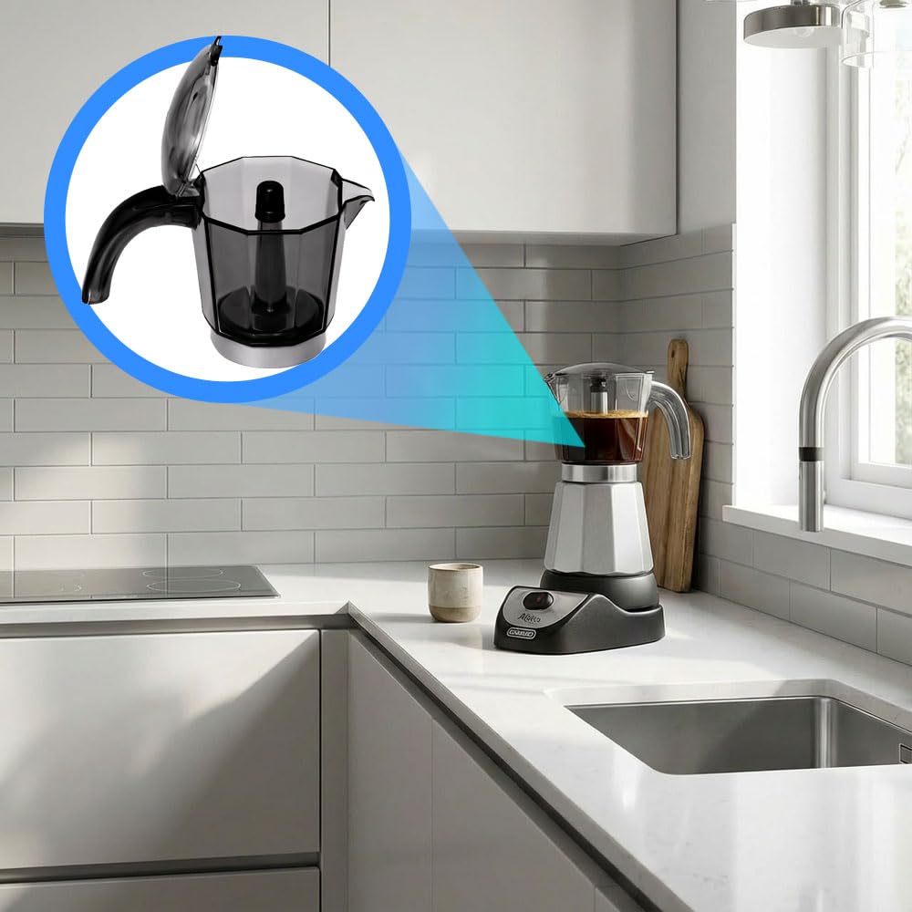 Anakel Home DeLongui Repuesto Jarra Cafetera Alicia Plus 6 Tazas EMKM6 Gris | Reemplazo de Jarra para Moka EMKM6.B | Incluye Filtro y Junta | Gris