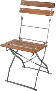 Mojawo Silla plegable de jardín de madera de acacia y acero pulverizado, 53,5 x 47 x 84 cm