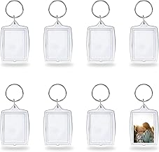 RYAN Porte-Clés Photo 24 Pcs Porte Clé Personnalisé Photo Acrylique Transparent DIY Porte Clef Photo Rectangle Personnalisable avec Anneau Brisé pour Famille Des Couples Souvenir