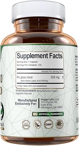 Miniatura 3 de Vegan Labs Ácido R-lipoico 300mg - 120 cápsulas veganas