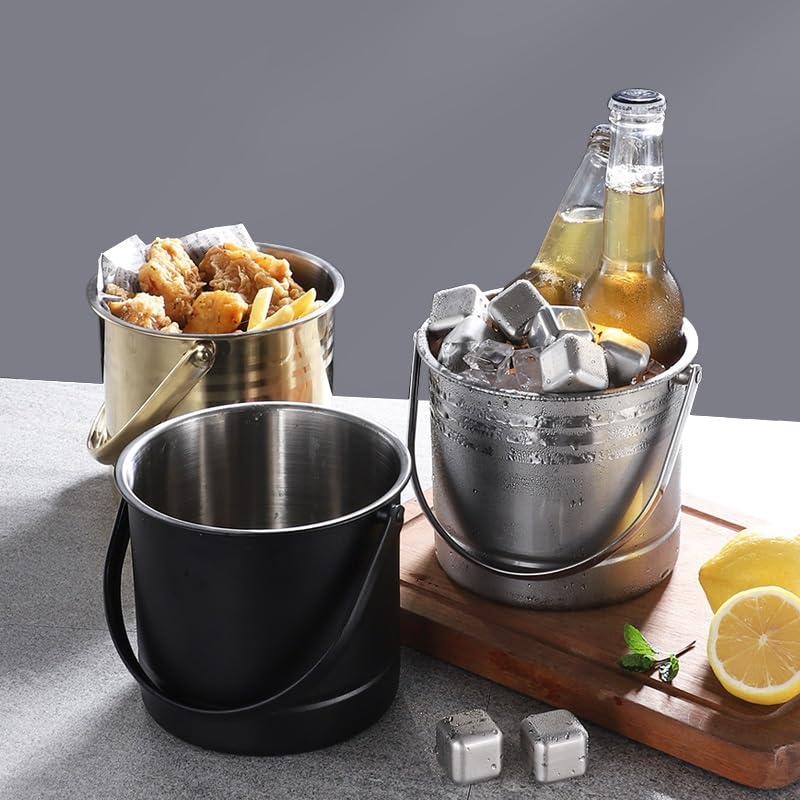 Secchiello per il ghiaccio in acciaio inox spesso, secchiello per il ghiaccio, secchiello per snack con pollo fritto, secchiello per il ghiaccio creativo, secchiello per vino rosso, secchiello per bev