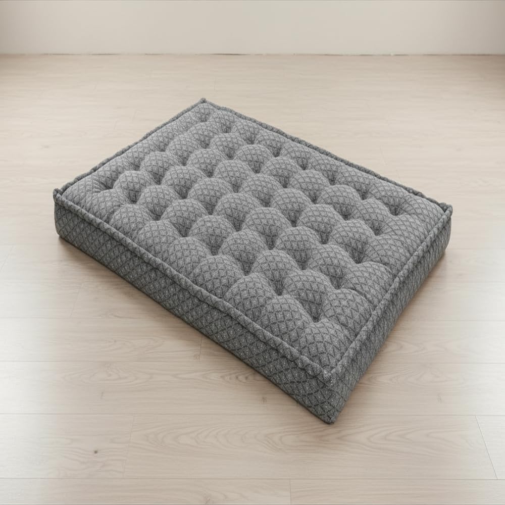 Adim's Cotton Floor Mattress, Traditional Indian Futon Style Gadda, Premium Grey Design with Soft Cotton Filling, Firm Quilted Bed Mattress (Single (3X 6 Ft) Box)-image-23