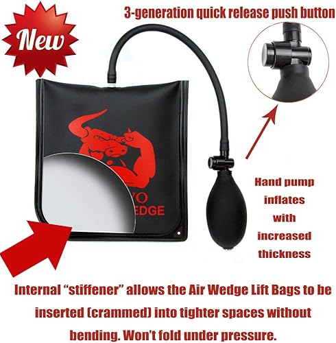 Miniatura 3 de Bomba de bolsa de cuña de aire de grado comercial mejorada de 3 piezas, kit de nivelación profesional y herramienta de alineación, bolsa inflable. 3