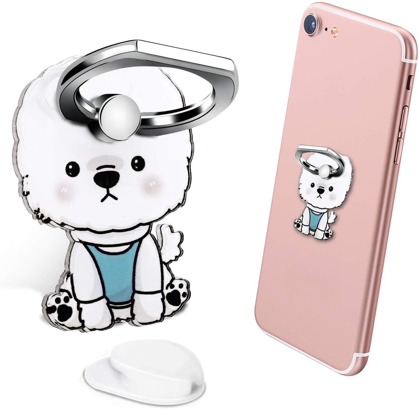 Cell Phone Ring Holder Stand, Phone Grip Car Mounts 360 Degree Rotation with Finger Ring Stent Compatible iPhone X 8 7 6 Plus, Galaxy S6 S7, Note, Pixel (Dog)
