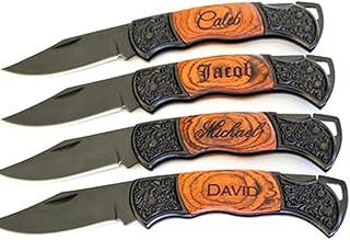 Gifts InfinityÂ® Personalized Laser Engraved Pocket Knife Rosewood Handle Groomsmen, Free