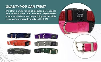 Sparky Pet Co - ECollar Replacement Strap - Double Buckle Dog Collar - Rugged Nylon - Adjustable - D Ring - Quick Release Metal Clasp - for Invisible Fence Systems - 3/4 x 24 - Black