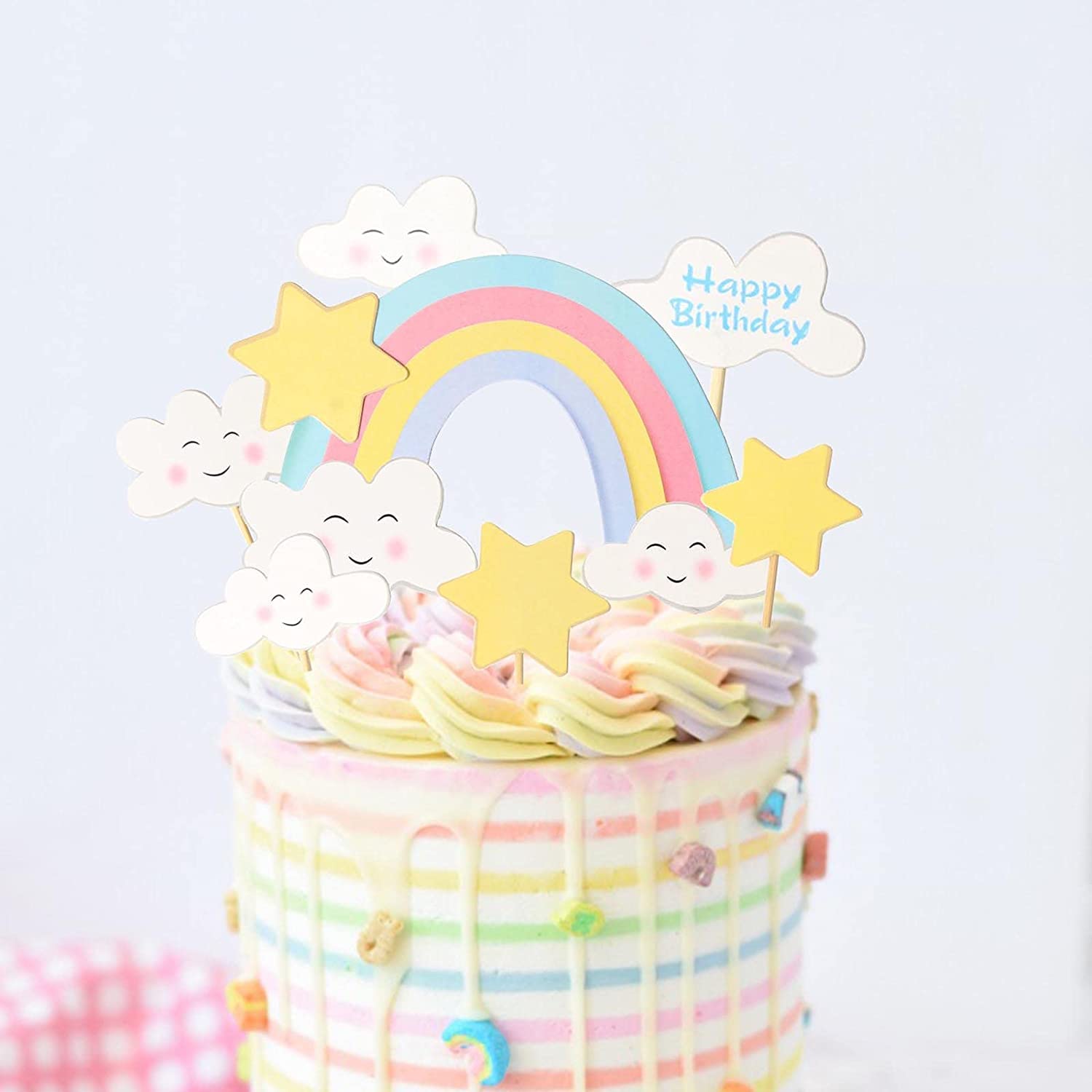IZOEL CAKE TOPPER Torta Unicorno Kit Nuvola Arcobaleno Palloncino Happy