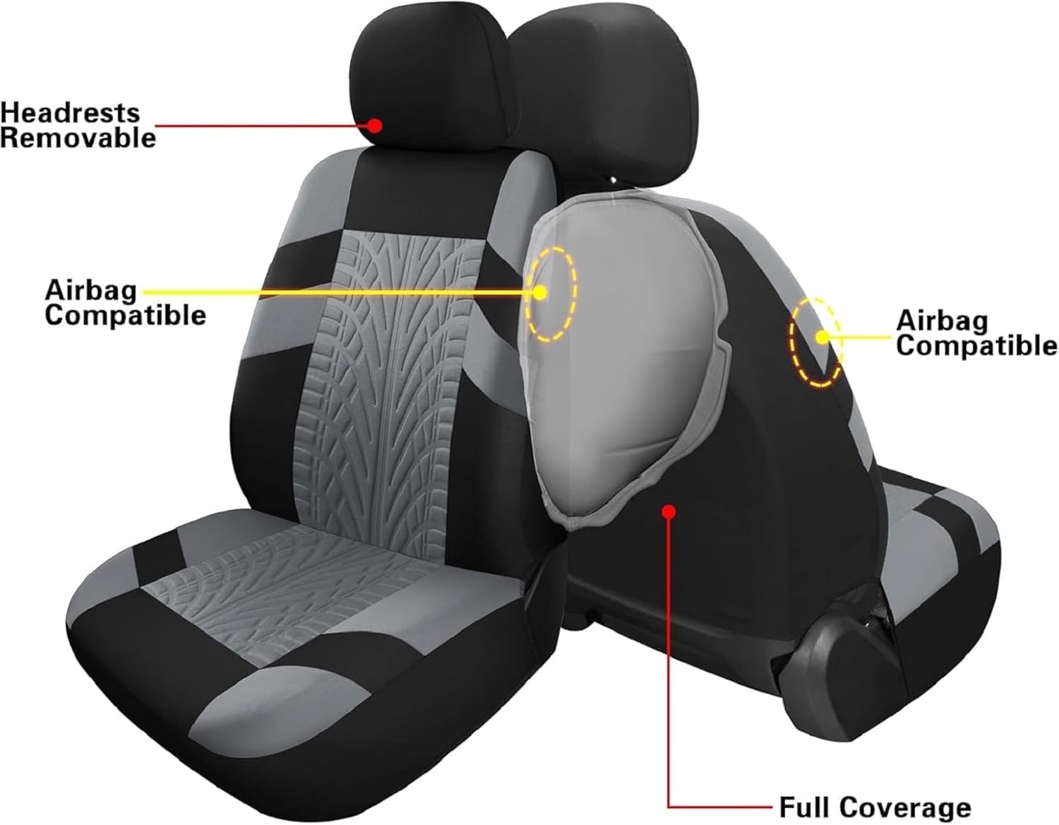 Housse Siege Voiture pour MG ZS EV/ZS Hybrid+ Luxury, Avant Arrière Coussins Couvre Respirant Antidérapant Protecteurs Interieu Accessoire,A Grey