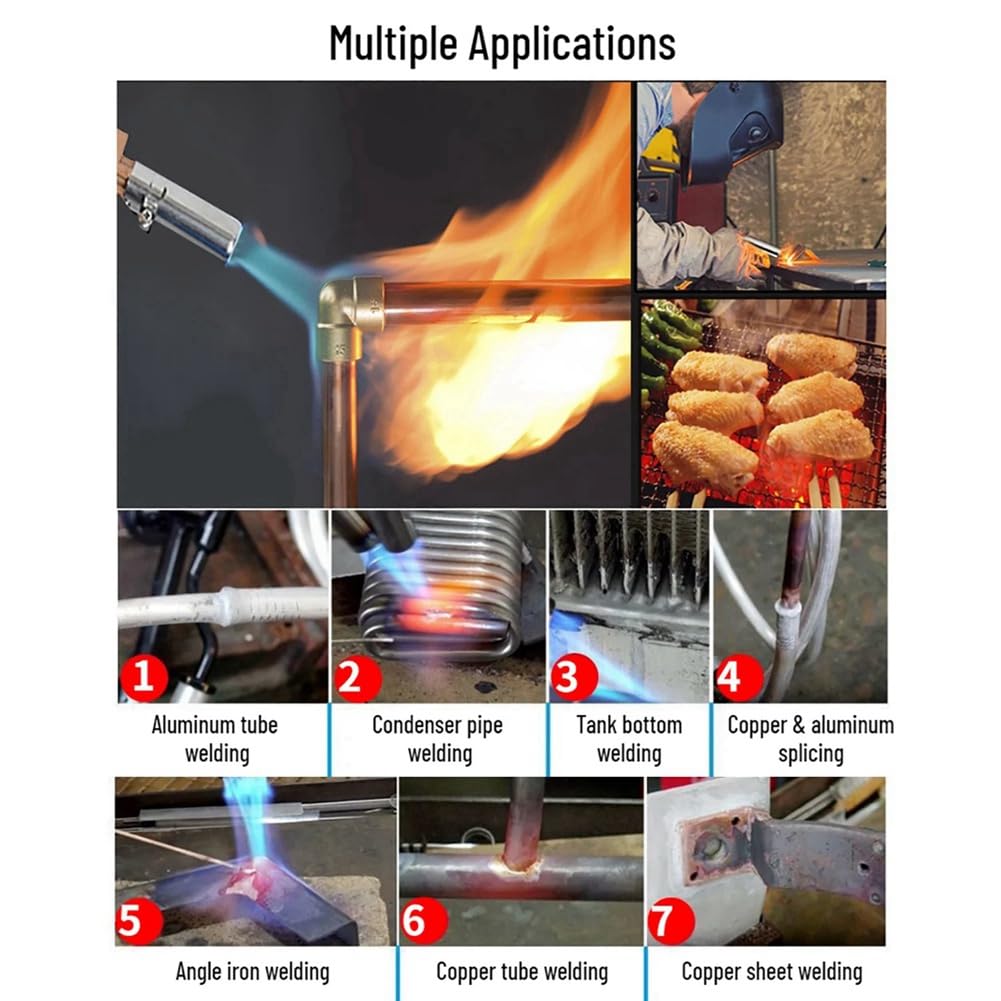 Gokeet Soplete de Soldadura por Llama, Herramienta de Cobre y Aluminio, Soplete de Gas Propano Licuado para Fundir Metales Preciosos