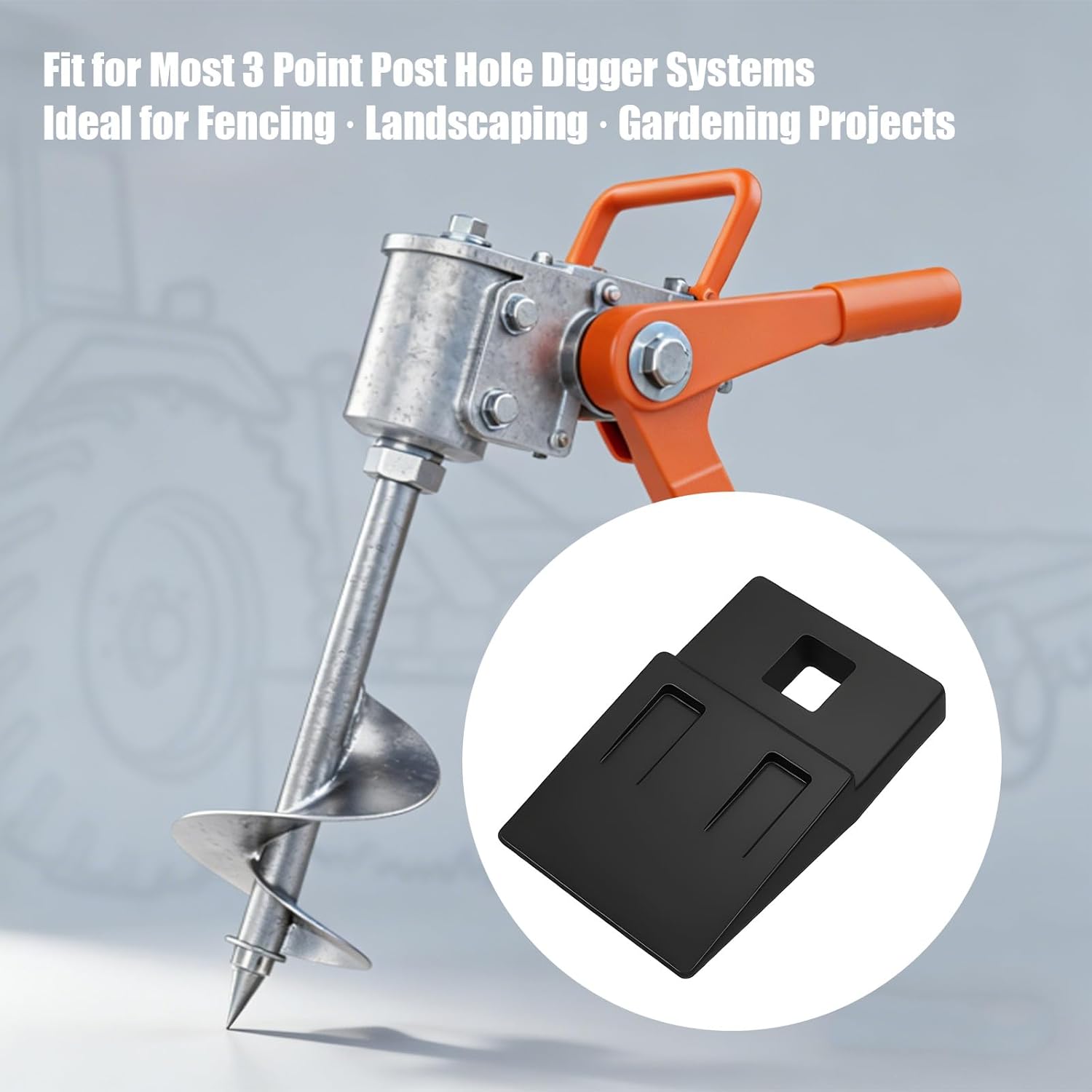 4 Pack 3 Point Auger Cutting Edge Replacement Blades with Bolts and Nuts, Durable Carbon Steel Flat Two-Hole Auger Teeth for Tractor Post Hole Digger Parts, Fit for Most 3 Point Hitch Auger Systems