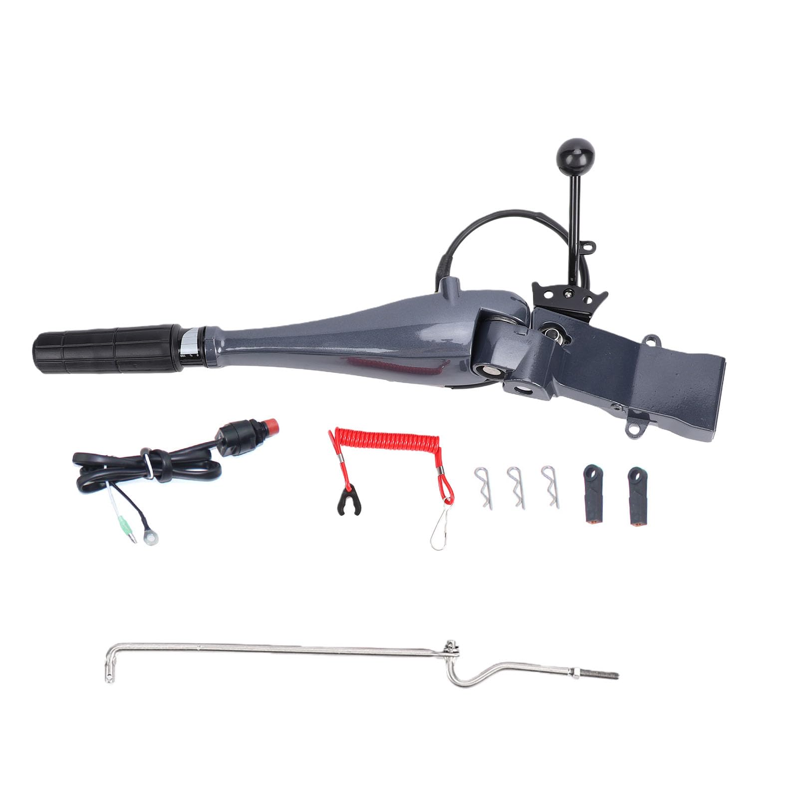 SUNGOOYUE Other Marine Supplies Griff-Ersatz, Eisen-Aluminium-Außenbordmotor-Lenksteuergriff mit Stabiler Struktur, für 2-Takt-Motor-Lenksteuerpinne-Trolling-Motor