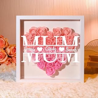 Marco De Fotos Con Forma De Corazón De Rosa Con Texto Y Nombre Personalizado, Regalo For El Día De La Madre, Boda, San Valentín, Rosa Personalizada, Caja De Sombras