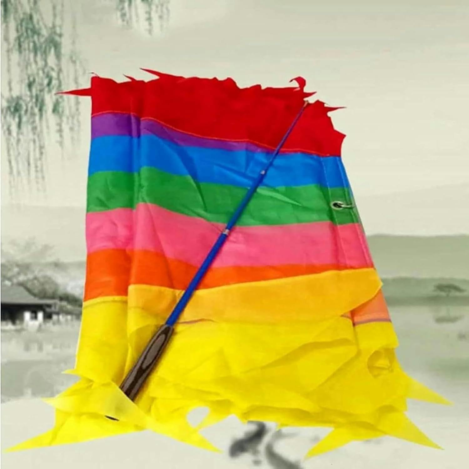 3D Dragon Ribbon Streamer w/Telescopic Rod Flinging Dragon Spiral Practice Ribbon Streamer Dragon Dance Outdoor Sports~/